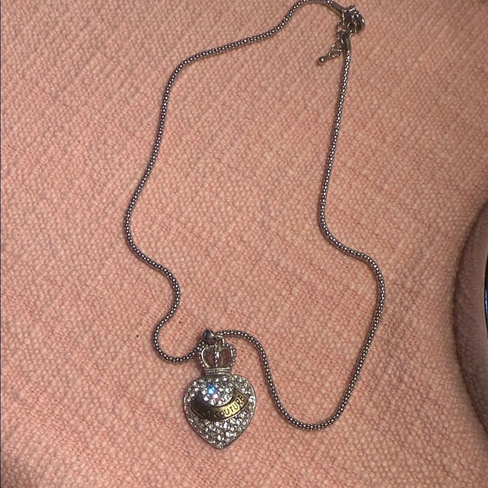 Juicy Couture Silver Heart Necklace with Crown